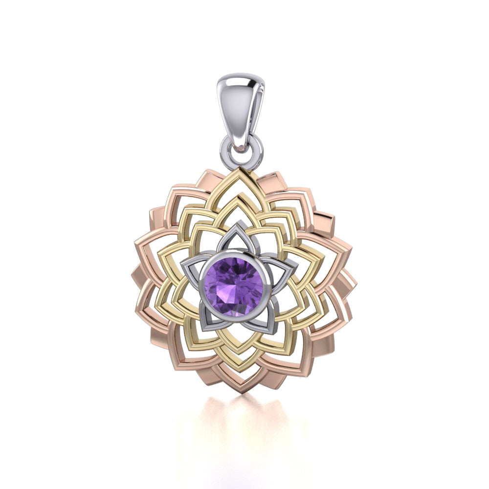 Sahasrara Crown Chakra Lotus Three Tone Pendant OPD1973