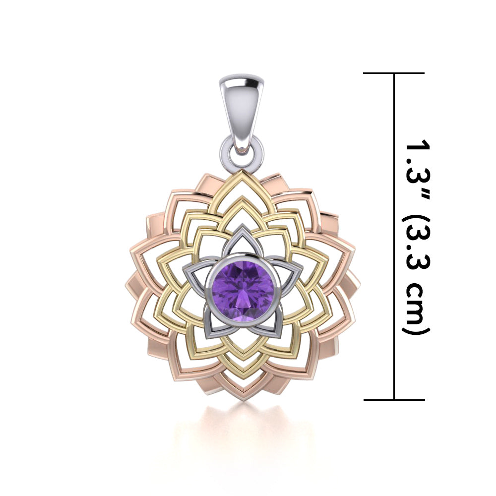 Sahasrara Crown Chakra Lotus Three Tone Pendant