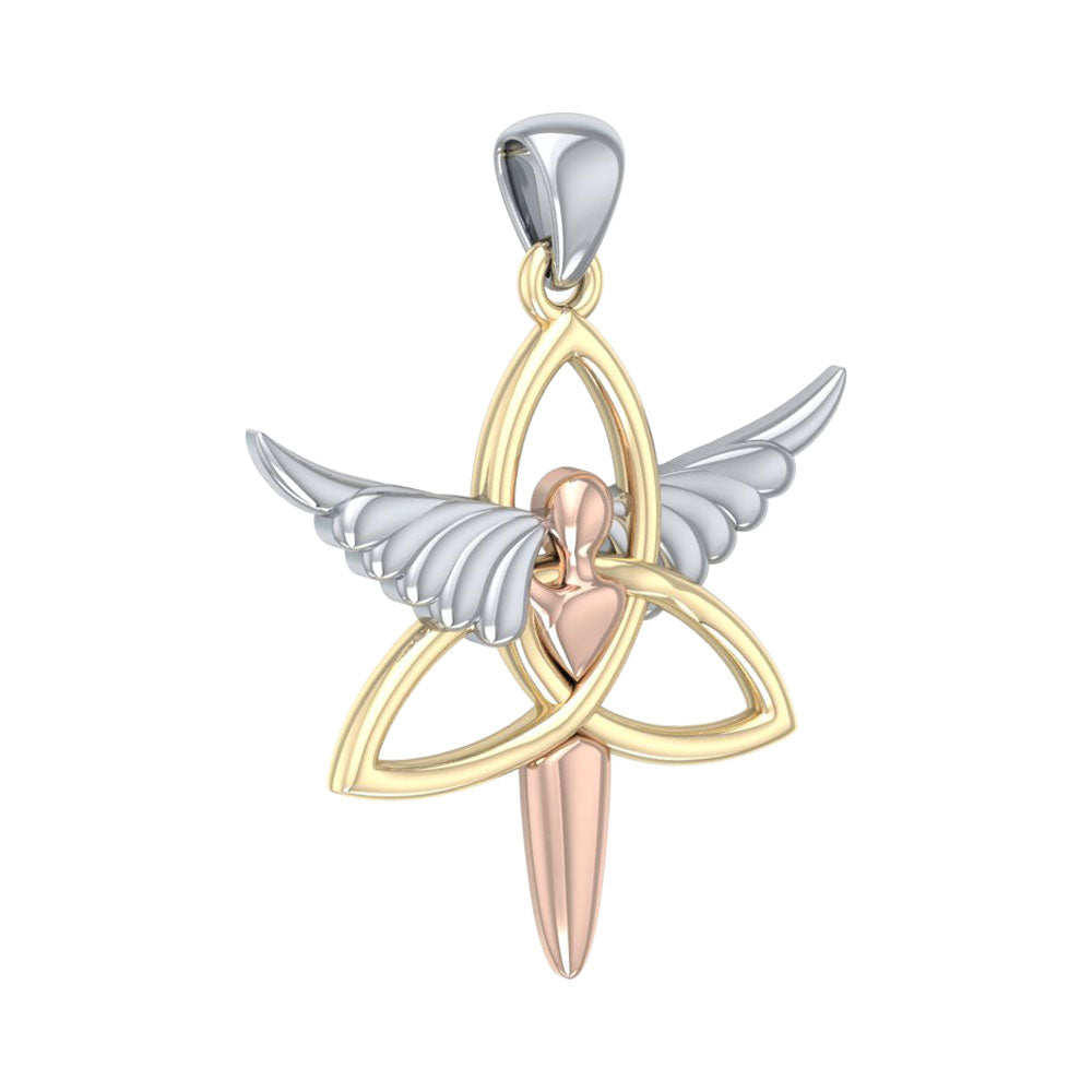 Trinity Knot Angel Three Tone Pendant OPD3268