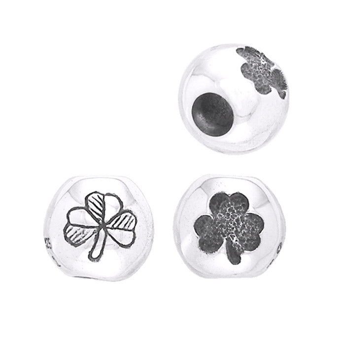 Round Shamrock Silver Bead TBD005