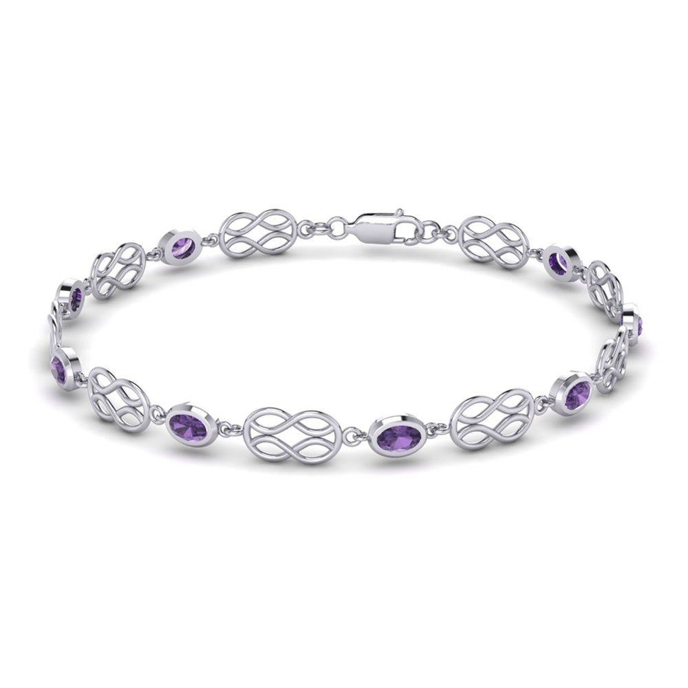 Celtic Knotwork with Amethyst Silver Bracelet TBG311