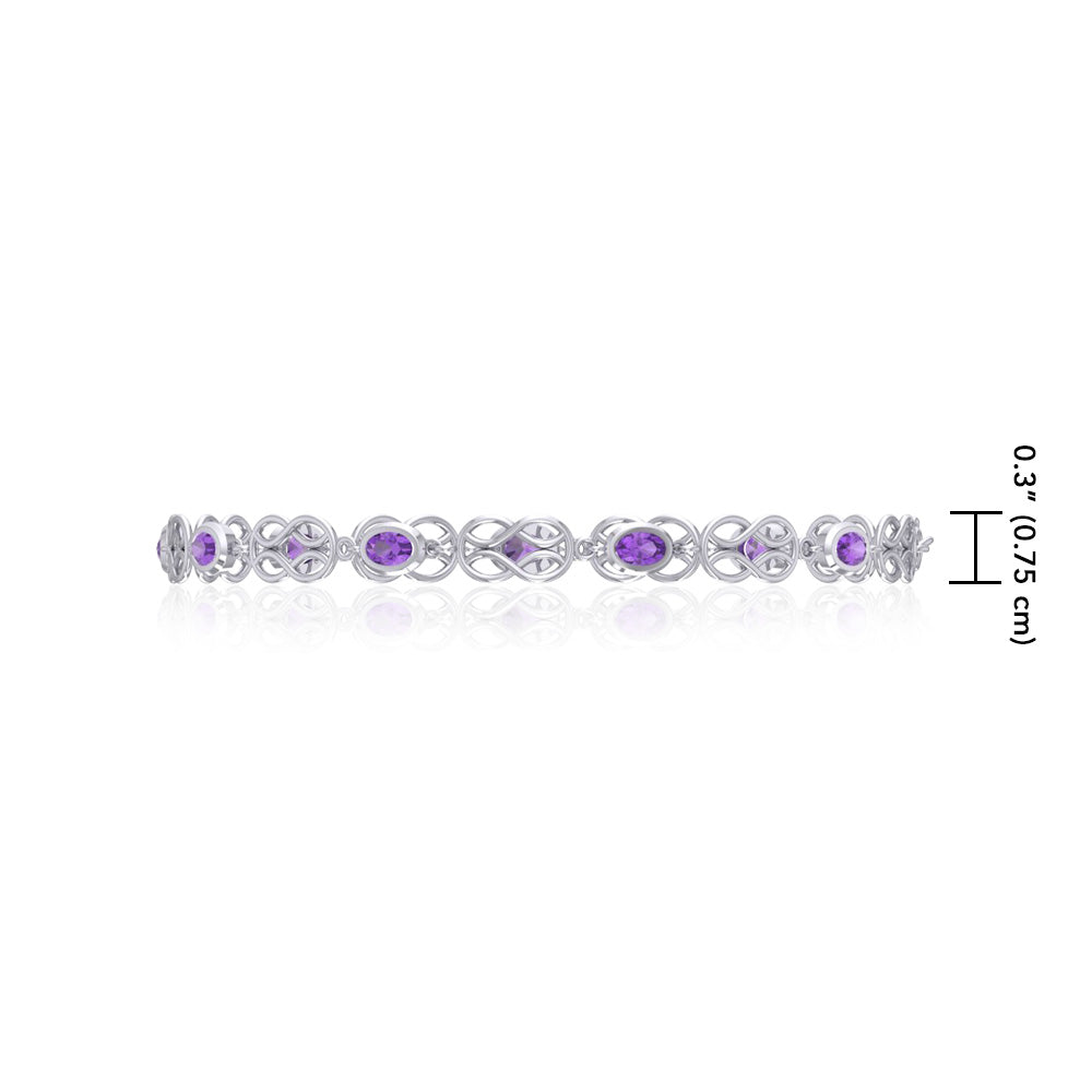 Celtic Knotwork with Amethyst Silver Bracelet