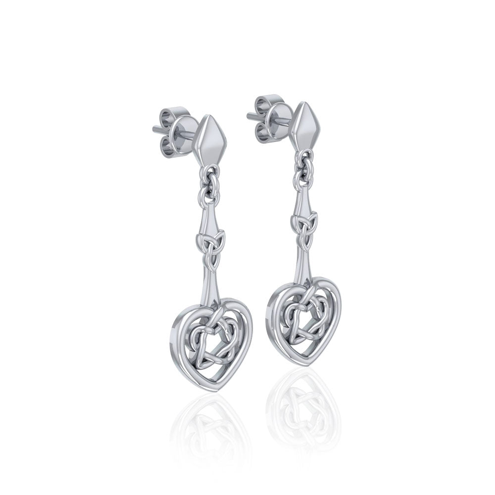 Celtic Heart Silver Post Earrings