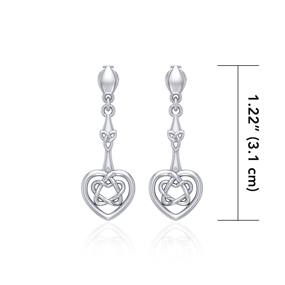 Celtic Heart Silver Post Earrings