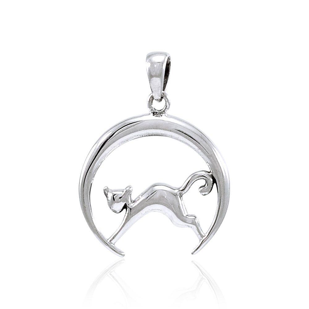 Cat Crescent Moon Pendant