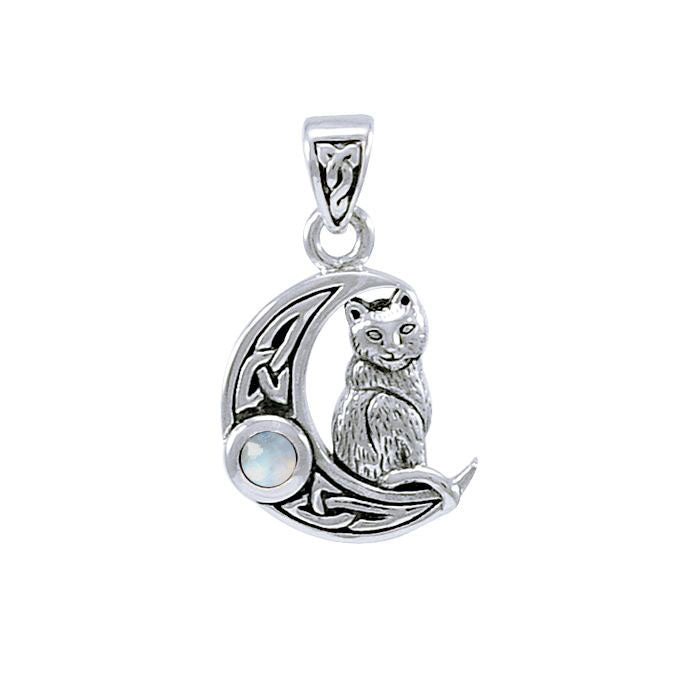 Celtic Moon Cat Pendant