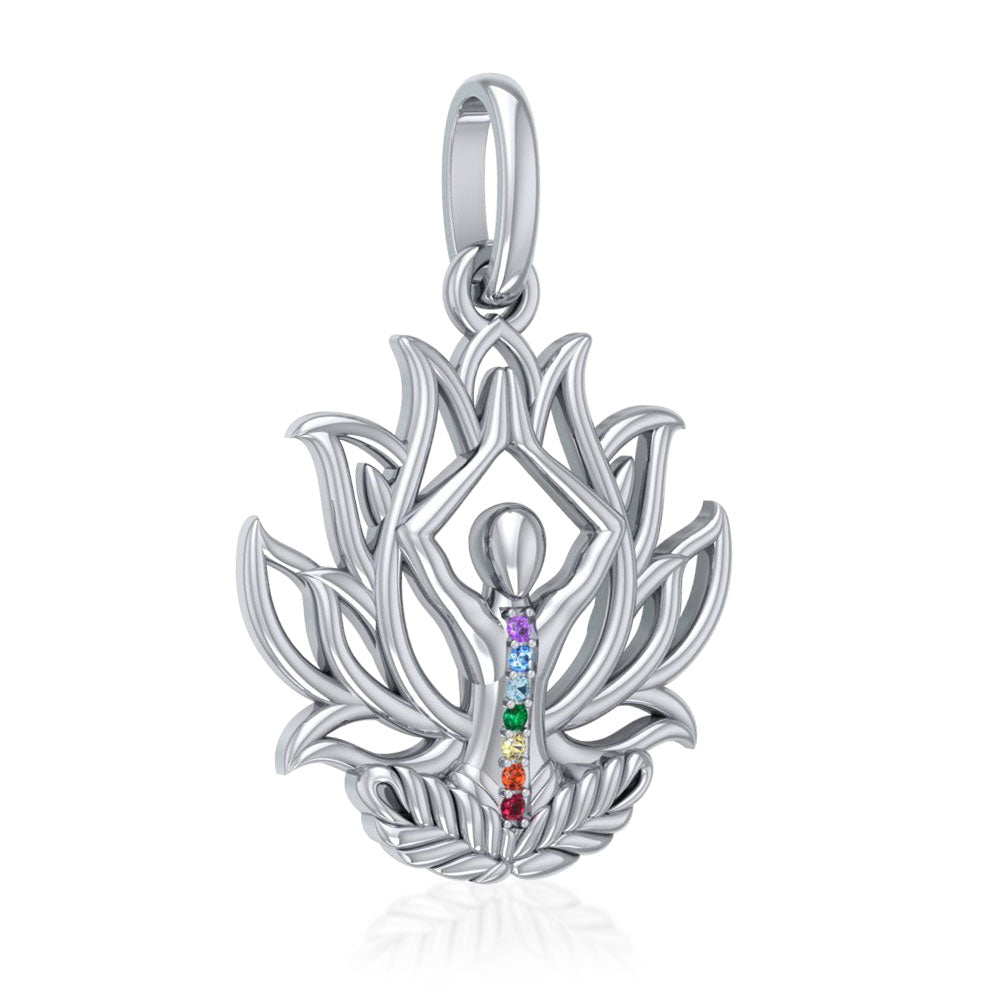 Lotus Flower In Chakra Yoga Position with Gemstones