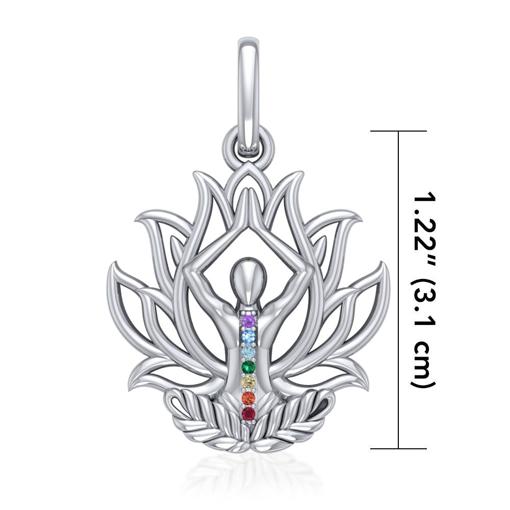 Lotus Flower In Chakra Yoga Position with Gemstones