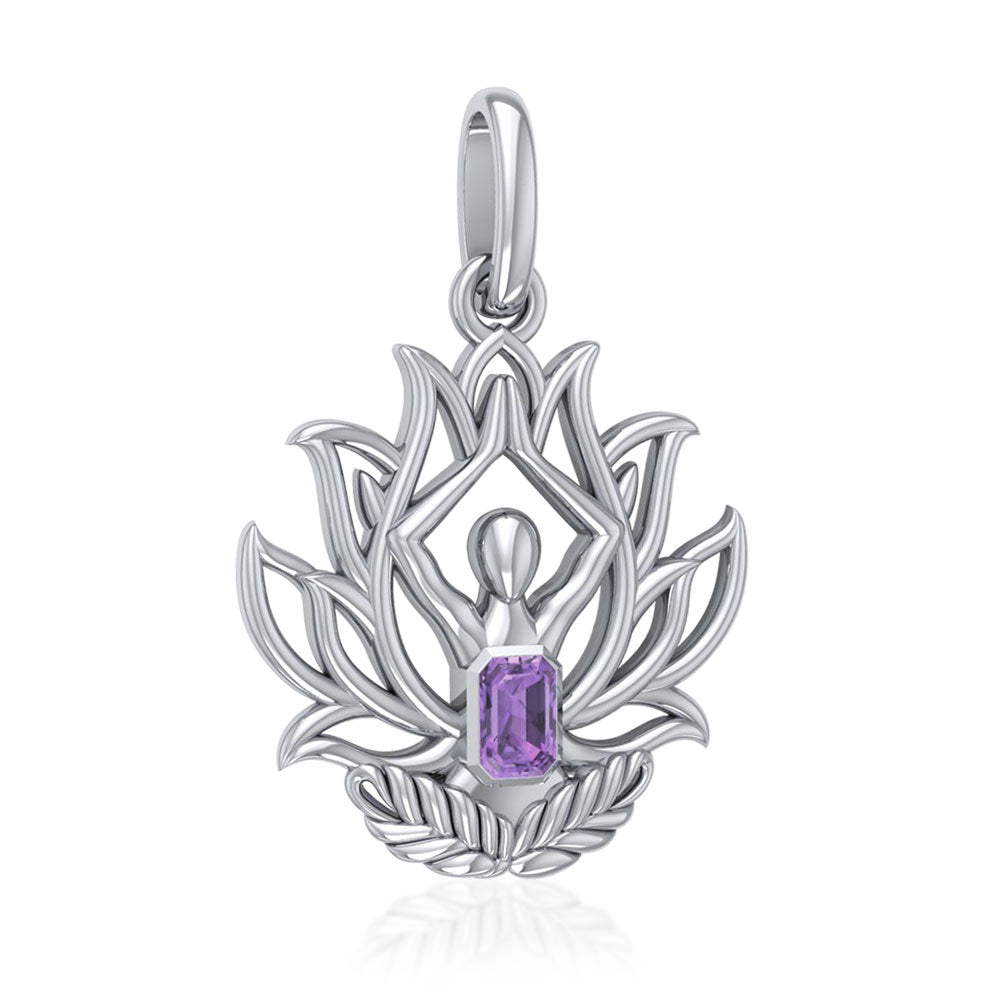 Lotus Flower Yoga Position with Gemstone