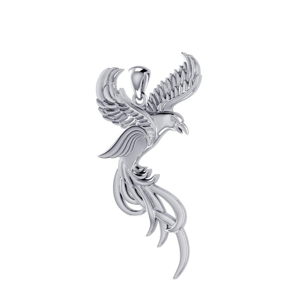 Soar to the Heavens Flying Phoenix Sterling Silver Pendant