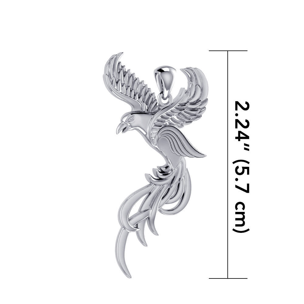 Soar to the Heavens Flying Phoenix Sterling Silver Pendant