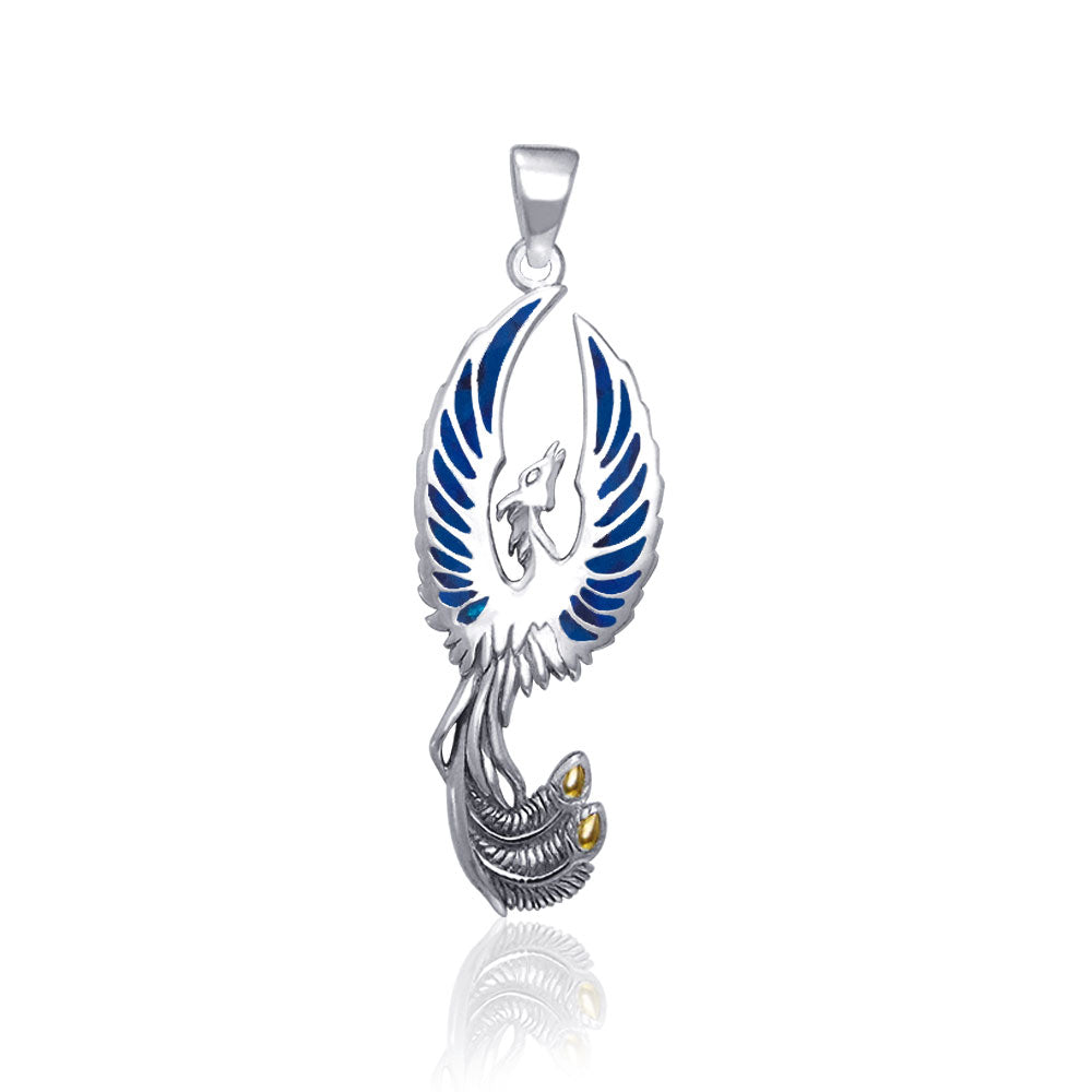 Flying Phoenix Silver Pendant with Gem TPV2838