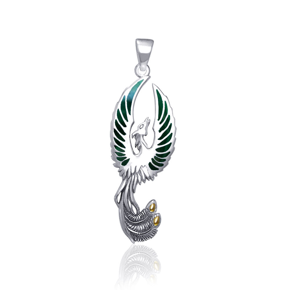 From the ashes rises the rebirth of the phoenix A fine Pendant