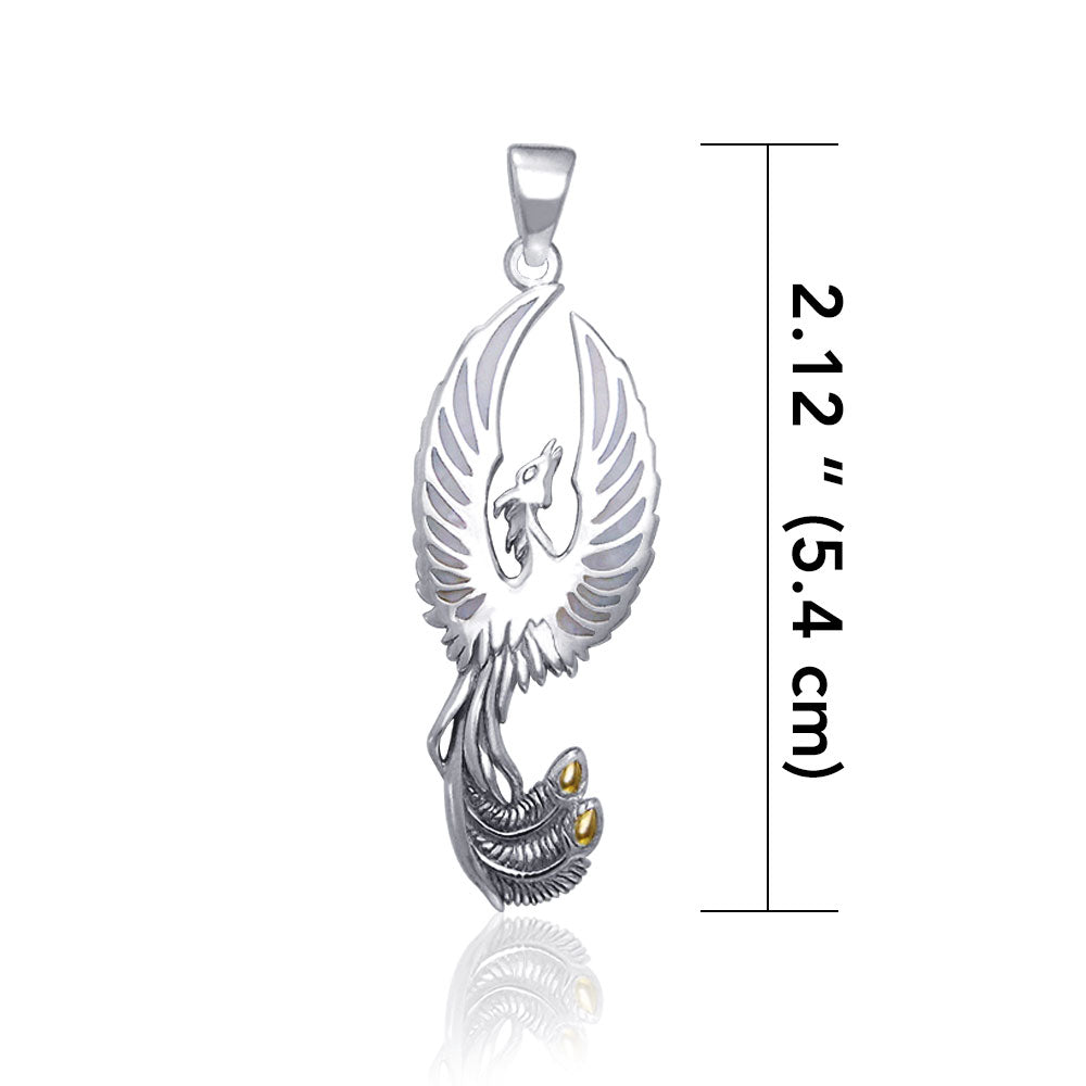 From the ashes rises the rebirth of the phoenix A fine Pendant