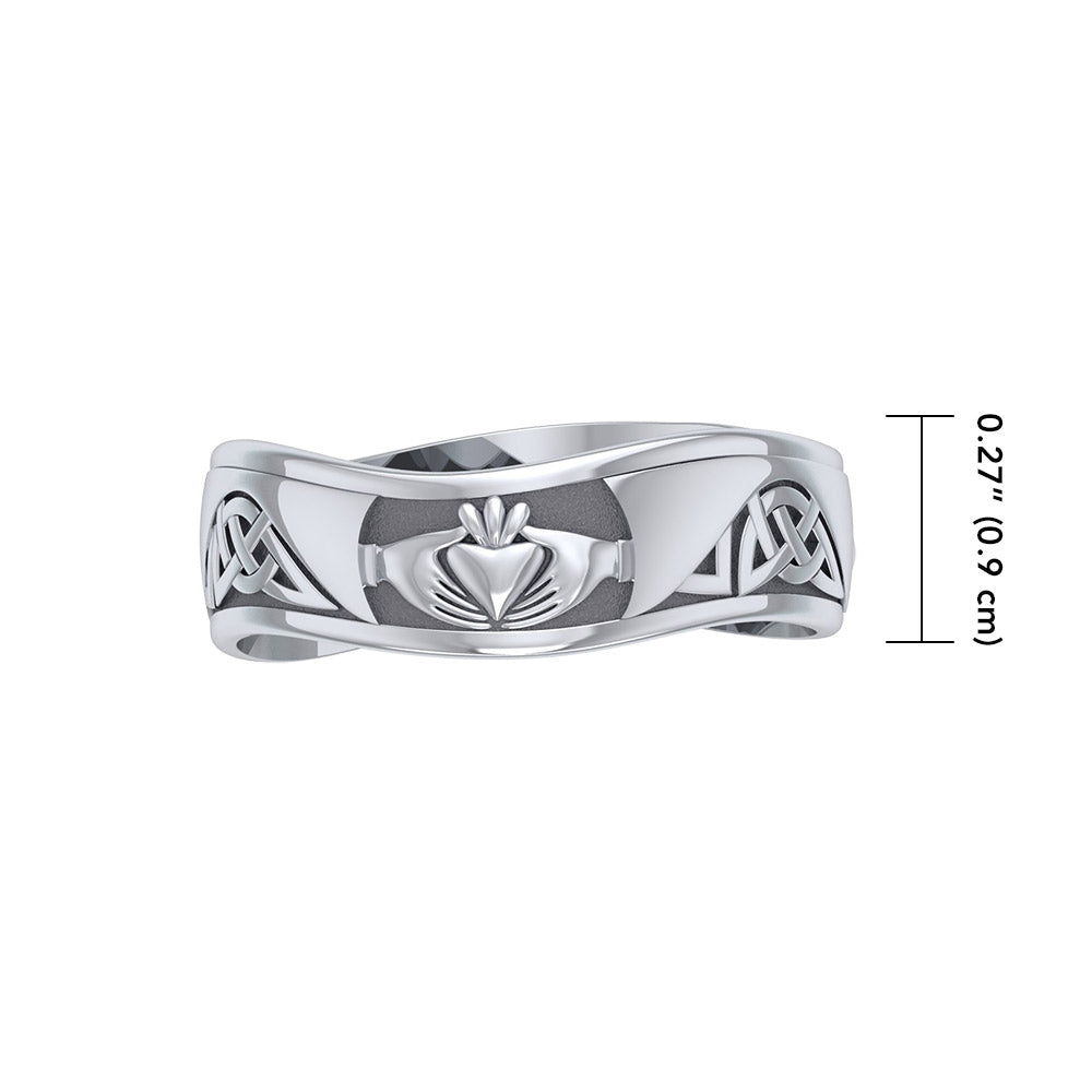 Celtic Knotwork Silver Claddagh Ring