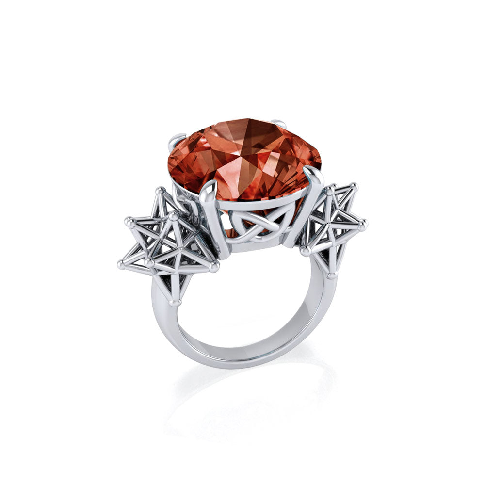 Sacred Hexagon Sterling Silver Cocktail Ring