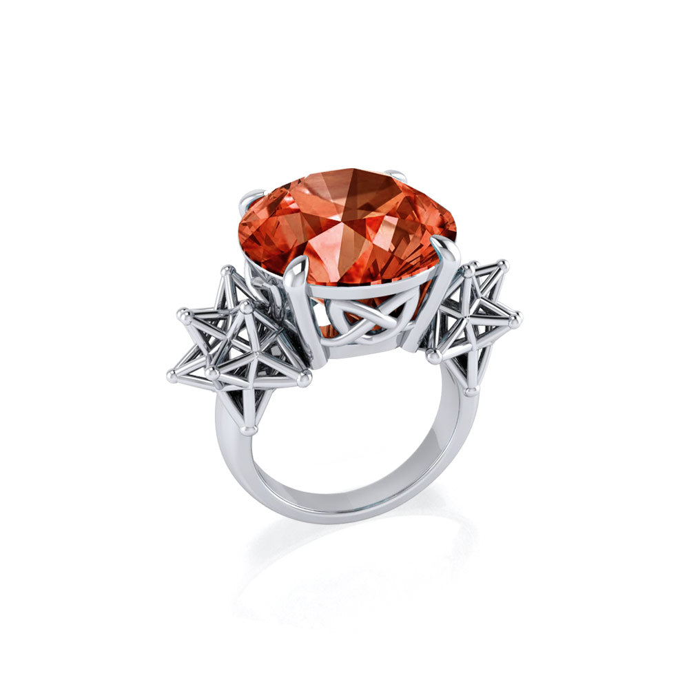 Sacred Hexagon Sterling Silver Cocktail Ring