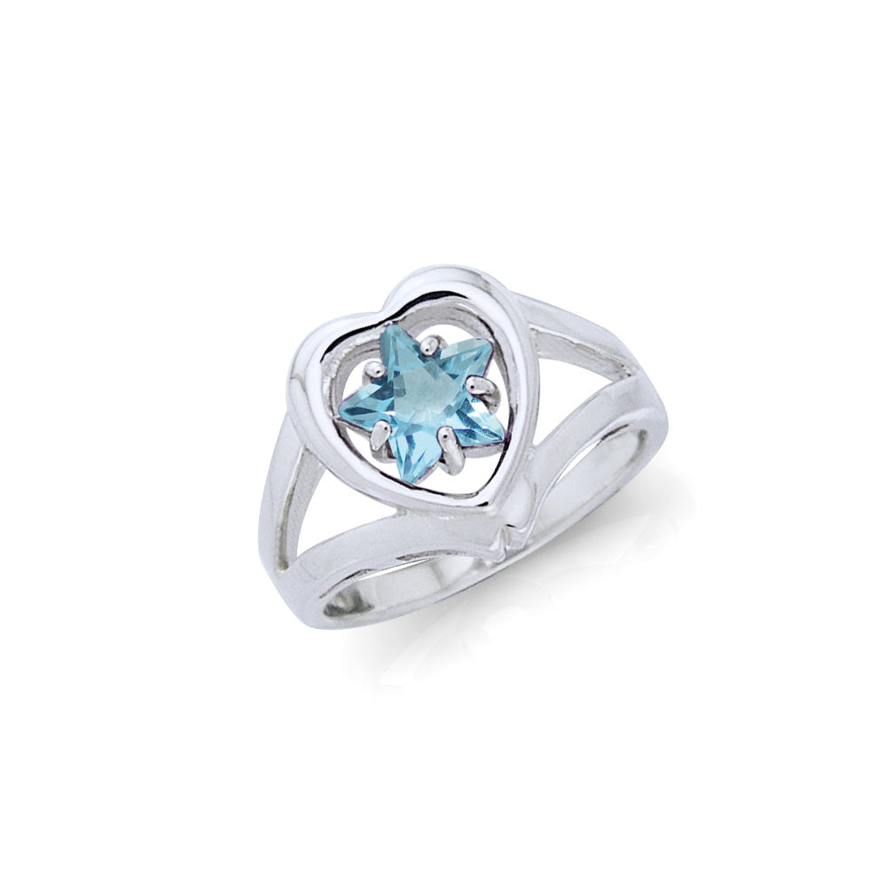 Designer Elegant Cubic Zirconia Star and Heart Ring