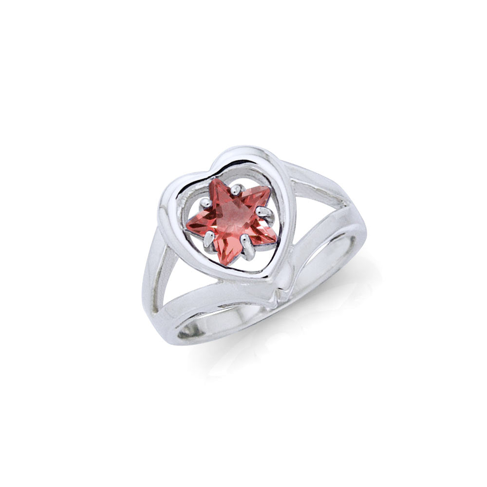 Designer Elegant Cubic Zirconia Star and Heart Ring