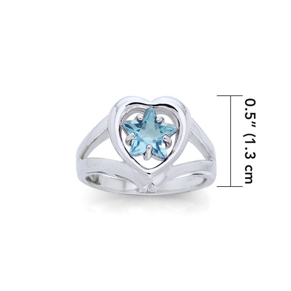 Designer Elegant Cubic Zirconia Star and Heart Ring