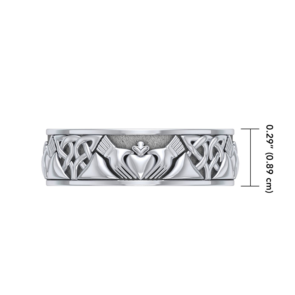 Celtic Claddagh Silver Spinner Ring